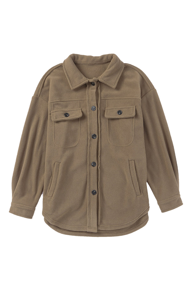 Turn Down Collar Buttoned Shirt Jacket