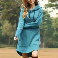 Jocoo Jolee Casual Loose Solid Women Hoodies Long Style Sweatshirt Casual Pocket Oversized Hoodie kpop Hoody Dress Pullover