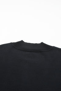 Black Plus Size Side Slits High Neck Loose Sweater