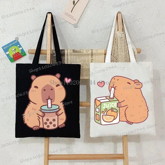 Bobo Tea Capybara Graphics Women Handbags Harajuku Animal Shoulder Bag Fashion Cartoon Tote Shopping Bag Side Bag for Ladies