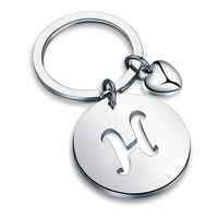 Popular A-Z  Round Brand Stainless Steel Keychain 26 Letter Keyring  Pendant Key Ring Buckle Chains for Car Motorcyle Gift