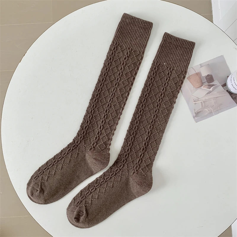 Retro Women Stockings High Quality Japanese Style New Solid Color Knee High Socks For Women Korean Style Warm Casual Long Socks