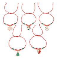 KunJoe 5pcs/set Cute Christmas Series Snowflake Tree Pendant Crystal Bracelet Women CCB Beads Adjustable Thread Rope Bracelet