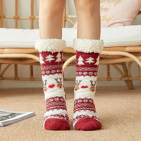 Winter Warm Socks Women penguin Plush Soft Female Non Grip Floor Slippers Short Sock Fuzzy Fluffy Deer Elk Bear Christmas Gift