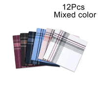 12Pcs Classic Square Plaid Stripe Men Handkerchiefs Pocket Cotton Towel Wedding Party Business Casual Handkerchiefs Chest Scarf