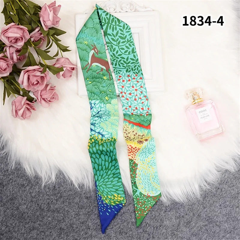 Horse Printing Bag Scarf 2024 New Small Skinny Silk Scarf Women Luxury Brand Foulard Women Tie Fashion Head Scarves For Ladies