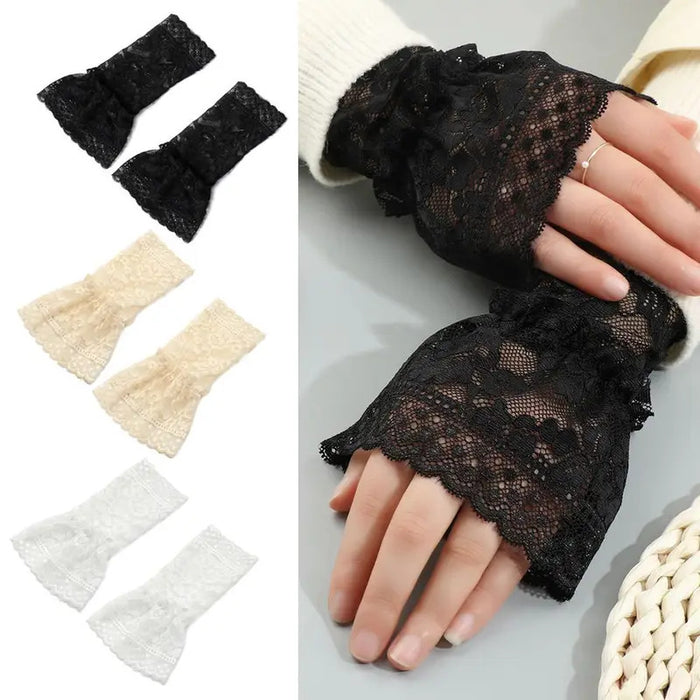 Detachable Sleeve Cuffs Lace Cuffs Ruffles Elbow Sleeve Sweater Decorative Sun Protection Sleeve Spring Autumn Universal