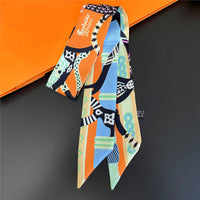 2024 Brand Design Zebra In Flowers Women Scarf Luxury Silk Scarf Fashion Hair Headband Foulard Skinny Bag Scarves Neckerchief