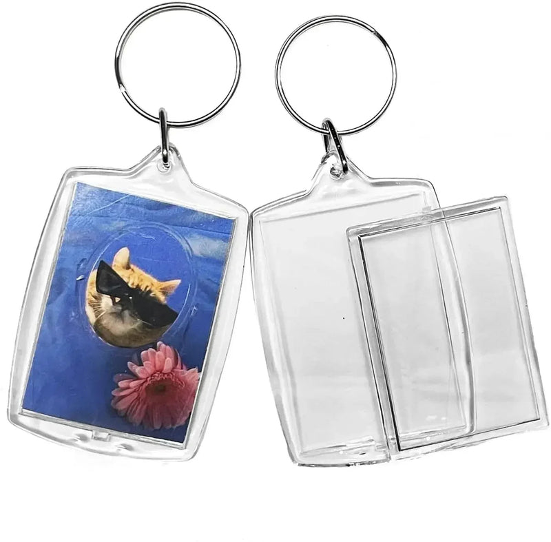 1/10pcs Transparent Photo Frame Keychain Tassels Snap-In Custom Insert Photo Acrylic Blank Keyring Clear Blank Picture Pendant