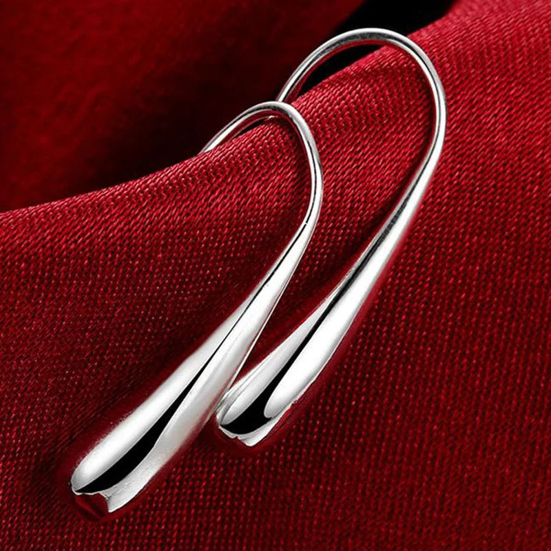 925 Sterling Silver Water Drop Pendants Hoop Earrings For Women Wedding Party Luxury Fashion Jewelry 2022 Christmas Gift