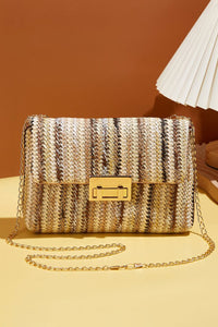 Camel Bohemian Woven Gold Chain Shoulder Bag