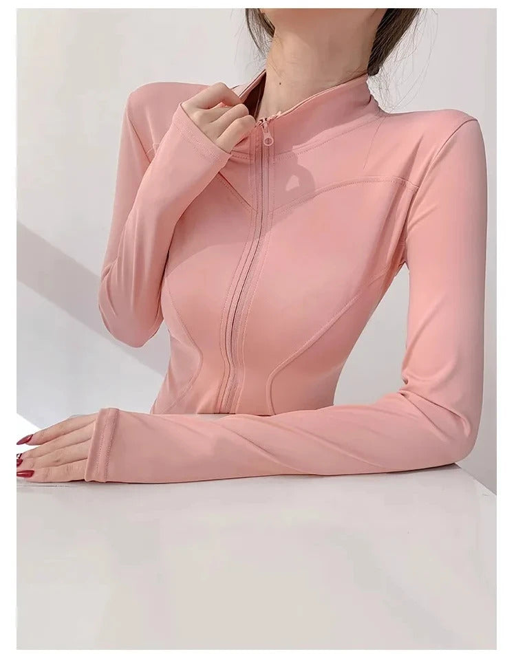 2024 Sun Quick Drying Sports Coat Women's Tight Top Yoga Jacket Long Sleeve Zipper Jacket Running Fitness Women's Jacket S-3XL