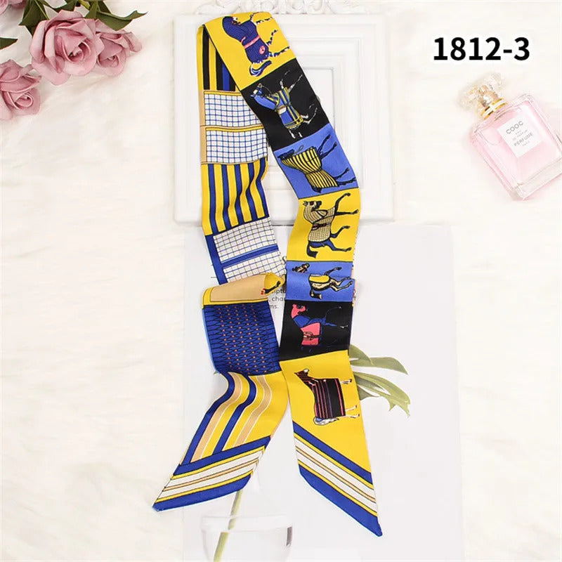 Horse Printing Bag Scarf 2024 New Small Skinny Silk Scarf Women Luxury Brand Foulard Women Tie Fashion Head Scarves For Ladies