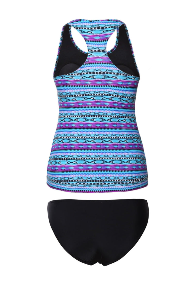 Diamond Print Beach 2pcs Tankini Swimsuit