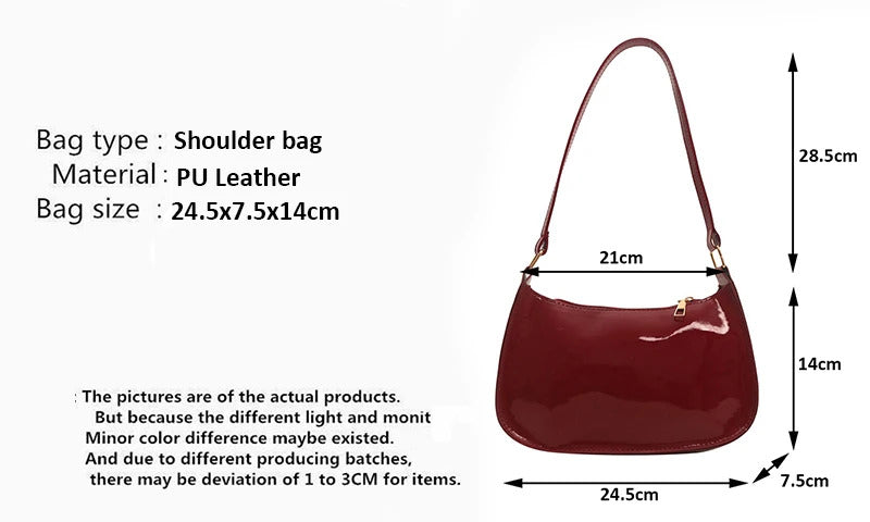 Retro Solid Color PU Leather Shoulder Underarm Bag Women's Fashion Handbags Casual Hobos Purses and Handbag Ladies Hand Bags