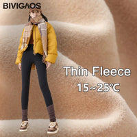 BIVIGAOS Autumn Winter High Waist Fleece Sharkskin Leggings Women Seamless Slim Tight-Fit Velvet Thickened Elastic Warm leggings