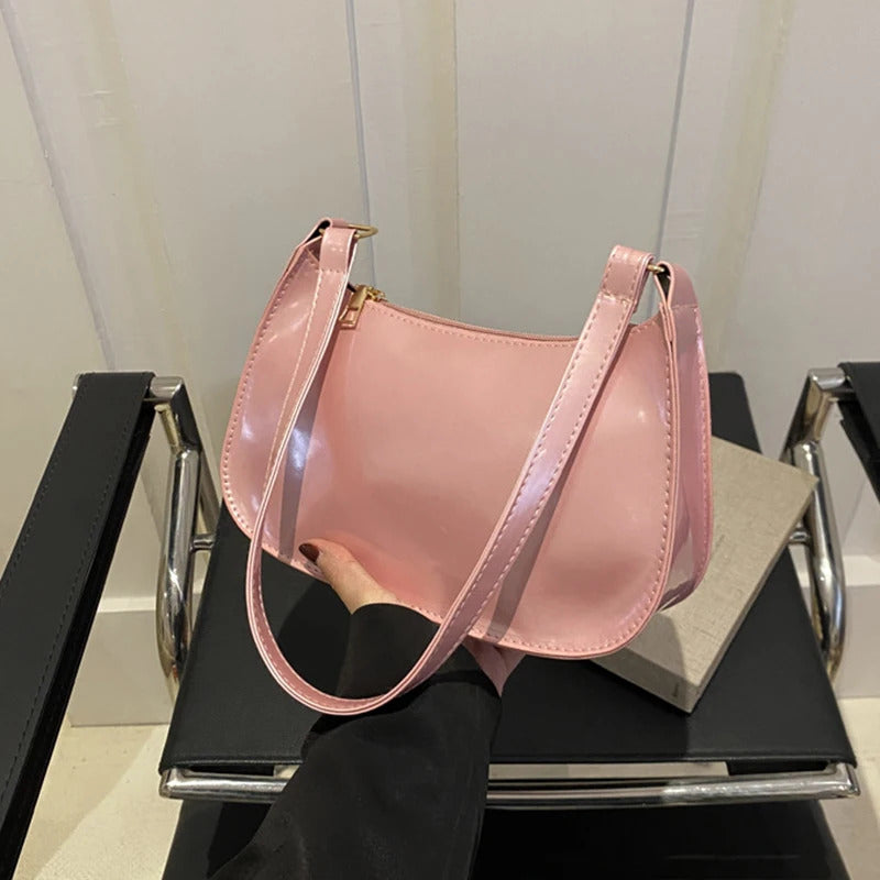 Retro Solid Color PU Leather Shoulder Bag Fashion Women's Handbags Casual Designer Hobos Underarm Bag