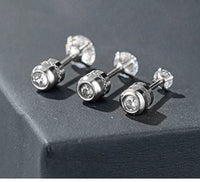 1Pair Stainless Steel Crystals Stud Earrings For Men Women Not Fade Ear Rings Jewelry