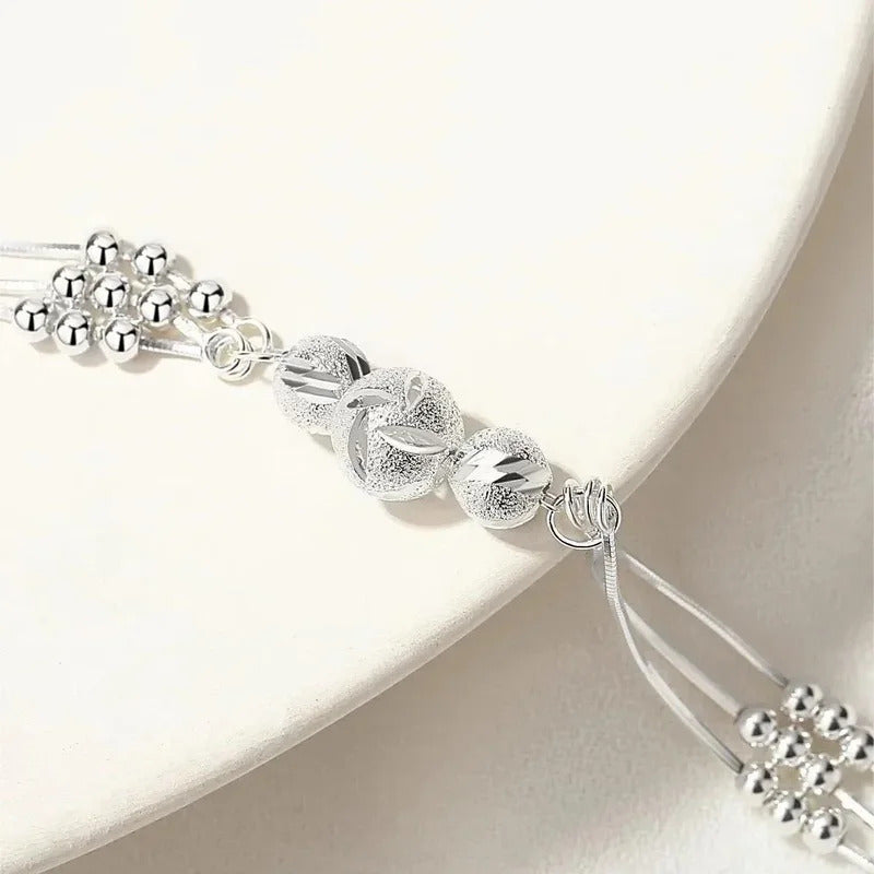 Fine 925 Sterling Silver Lucky Beads Bracelets For Women Luxury Designer Multilayer Adjustable Bracelet Party Wedding Jewelery