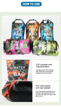 2/5/10/15/30L Outdoor Camouflage Waterproof Dry Bags Portable Rafting Diving Dry Bag Sack PVC Swimming Bags for River Trekking