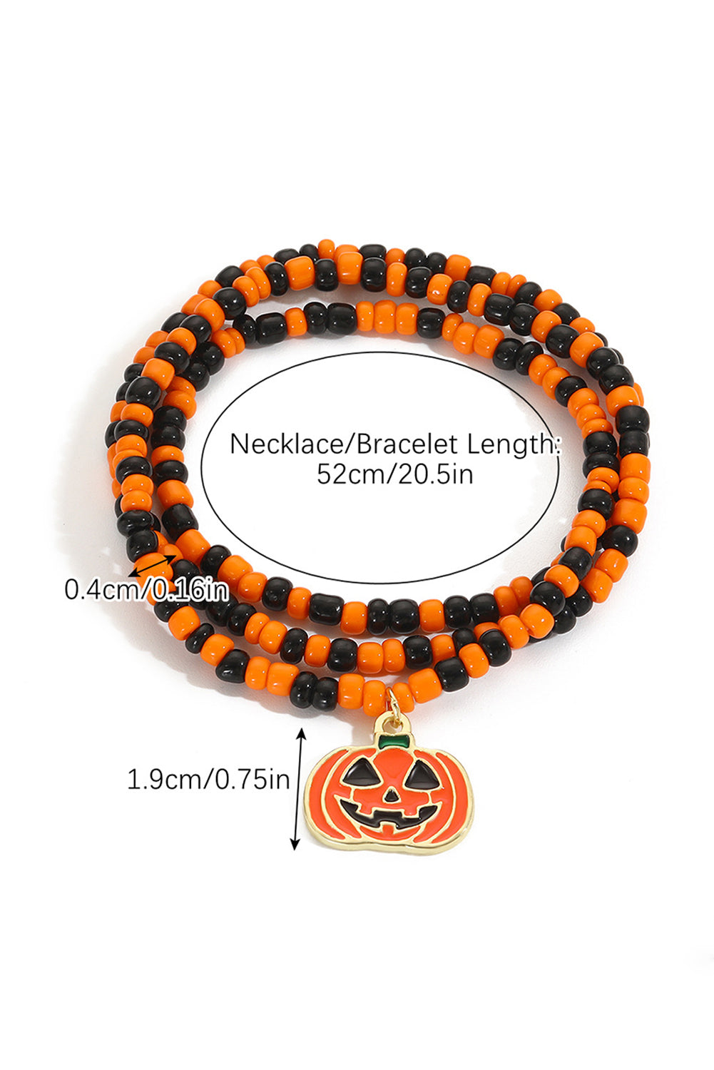 Orange Pumpkin Face Pendant Rice Beaded Halloween Necklace