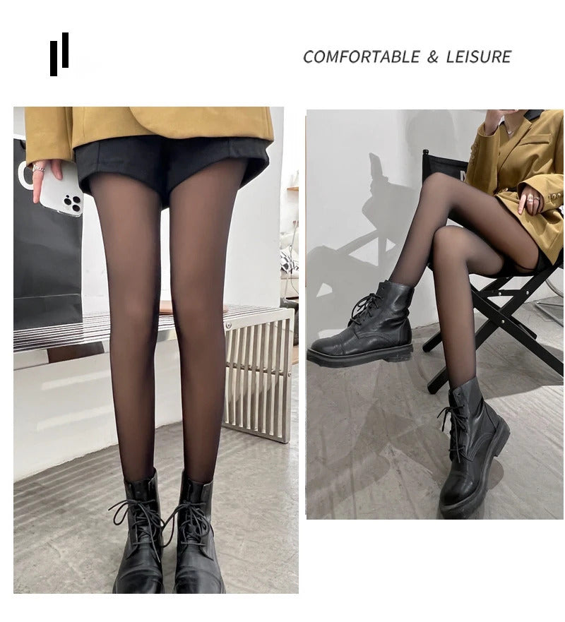 Winter Women Leggings 80/200g Fleece Warm Stockings Skin Effect Tights 2023 Female Print Leggings High-Elastic Thermal Pants