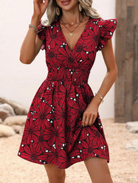 Chic Flower Print Vest A-Line Dress Women Summer V-Neck Mini Skirt Elegant Vacation Dresses