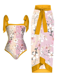 2023 Printed One Piece Swimsuit Women & Beach Skirt 2 Pieces Swimwear Female Sexy Bathers Bathing Swimming Swim Suit Beachwear