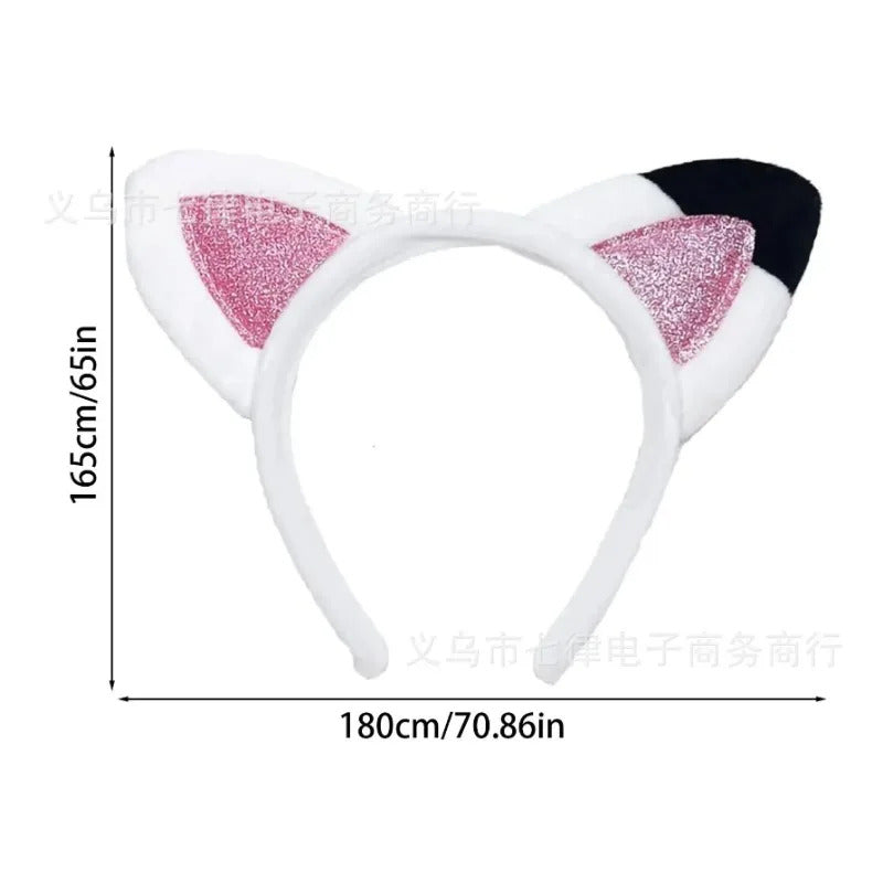 Gabby Dollhouse Headband Lovely Kitten Cat Ears Plush Hair Hoop Cosplay Anime Character Hairband Girl Halloween Christmas Gift