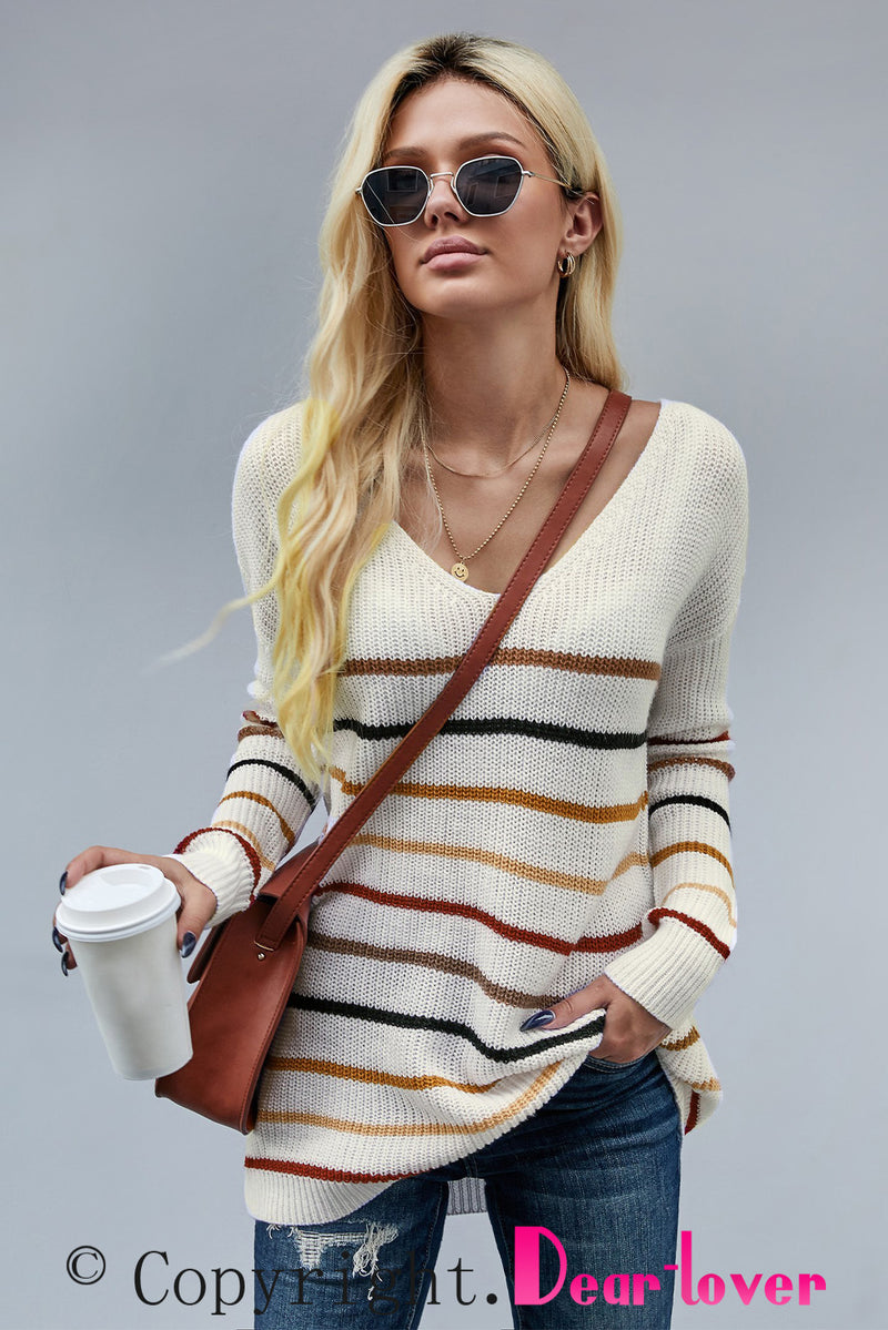 Multicolor Striped Knit Sweater