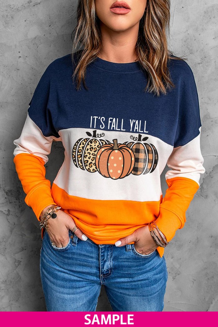 Blank Apparel - Colorblock Orange Contrast Stitching Sweatshirt with Slits