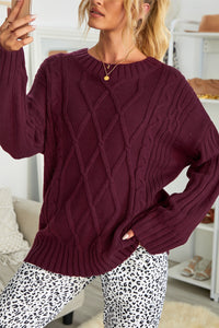 Wine Oversize Thick Pullover Sweater