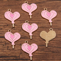 10Pcs 21 Style Mix Size Alloy Metal Drop Oil Valentine's Day Charm LOVE Heart Pendant For Enamel DIY Bracelet Jewelry Making