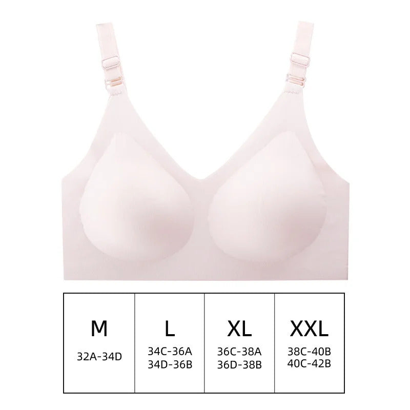 Women's Seamless Bras Ladies Thin Style Jelly Color Soft Breastfeeding Bra Wireless Underwear Comfortable Lingerie Deep V Gather