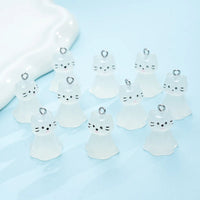 10pcs Cute Cat Face Resin Charms 3D Luminous Animal Pendants for DIY Jewelry Making Accessories Handmade Earring Necklace