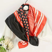 90*90cm Women Scarf Silk Feeling Hair Neck Square Brand Office bandanna muffler Waiter Flight Attendants Handkerchief Rings wrap