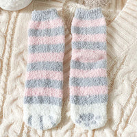 Autumn Winter Coral Velvet Socks Cute Cat Claw Socks For Women Children Girls Middle Tube Thickened Sleep Socks Home Floor Socks