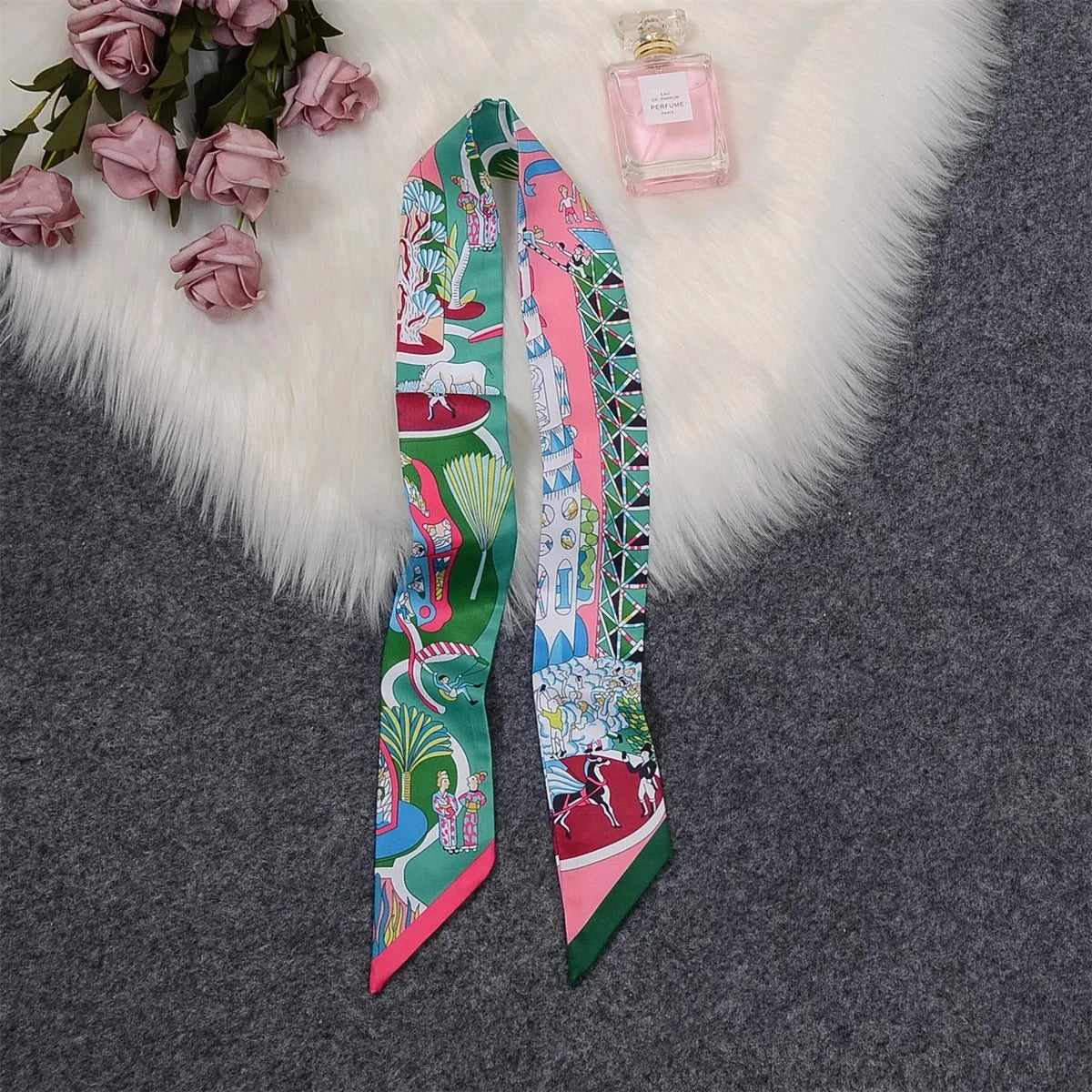 Horse Printing Bag Scarf 2024 New Small Skinny Silk Scarf Women Luxury Brand Foulard Women Tie Fashion Head Scarves For Ladies