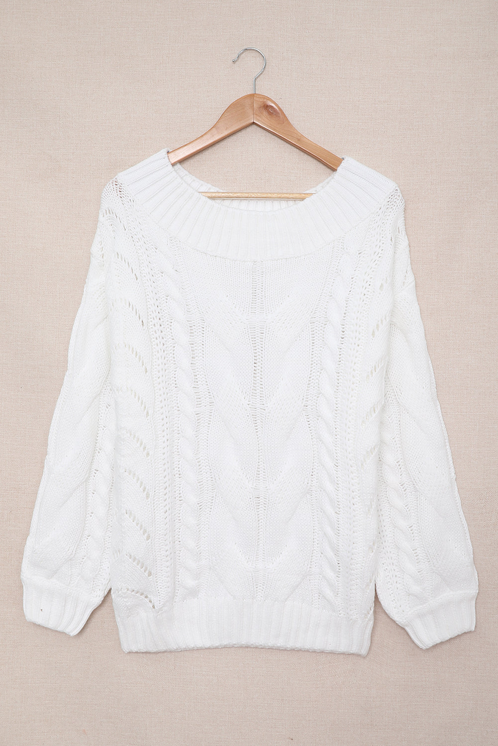 White Chunky Oversized Pullover Sweater