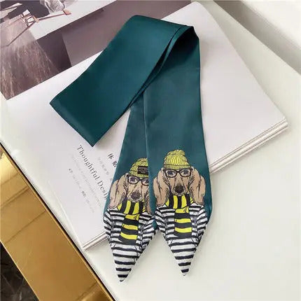 New Style Decoration Women's Printed Animal style Scarf Business Europe And America Small Neckerchief Silk Scarves skinny scarf