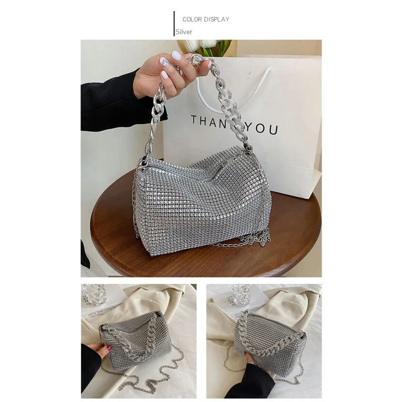 2024 New Bags Popular Korean Version Handbags Fashion Trend Bright Diamond Messenger Niche