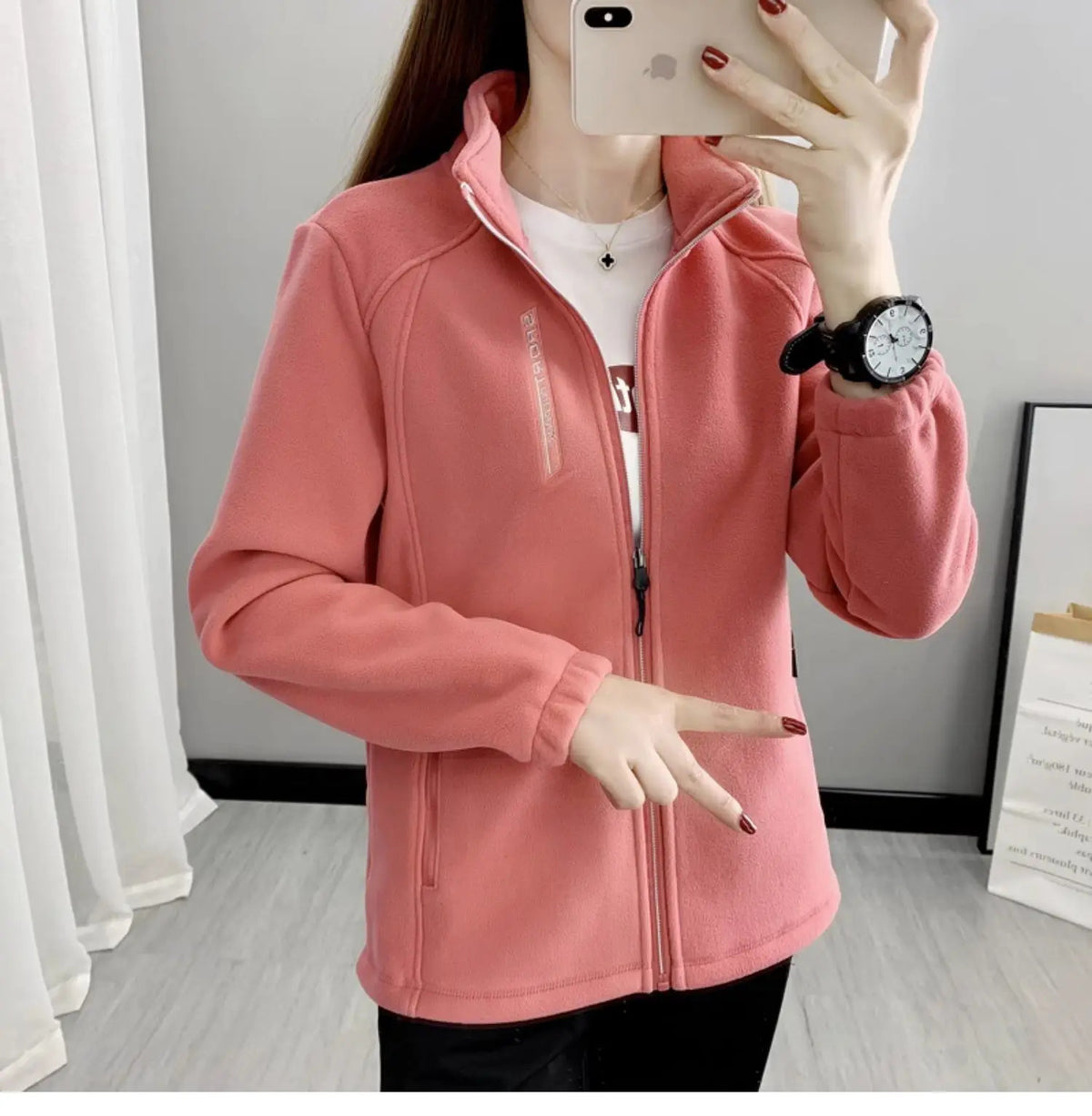 Plus Size Autumn Winter Polar Fleece Warm Coat Women Sweatshirt Outdoor Sports Casual Zipper Cardigan Jacket Top Slim Teenagers