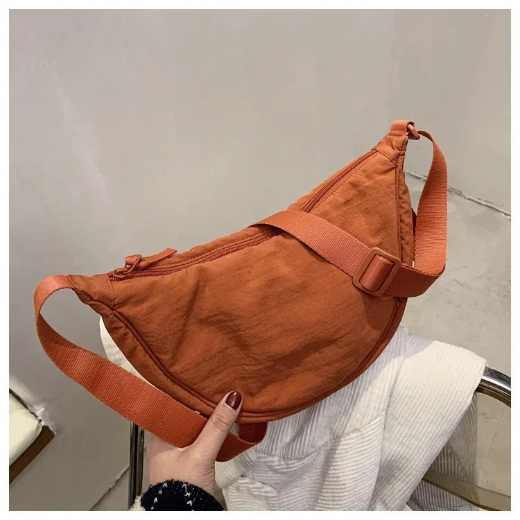 Casual Nylon Hobos Crossbody Bag for Women Shoulder Bag Woman Half Moon Chest Bags Tote Lady Travel Shopper Bag Female Purses