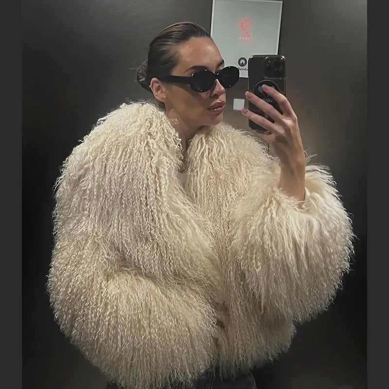 Women Fashion Solid Faux Fur Coats Autumn Elegant Warm Loose Long Sleeve Flurry Cardigan Winter Female  Thick Commute Streetwear