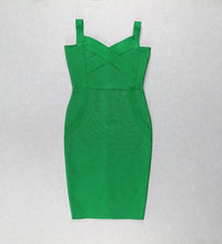 High Quality Pink Green Red Bodycon Knee Length Rayon Bandage Dress Evening Party Dress Vestidos