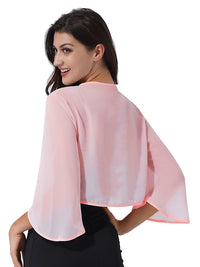 Women Chiffon Cardigan Bolero Shawls 3/4 Sleeve Solid Soft Cape Coat Wedding Bridal Party Dress Wraps Beach Vacation Cover Ups