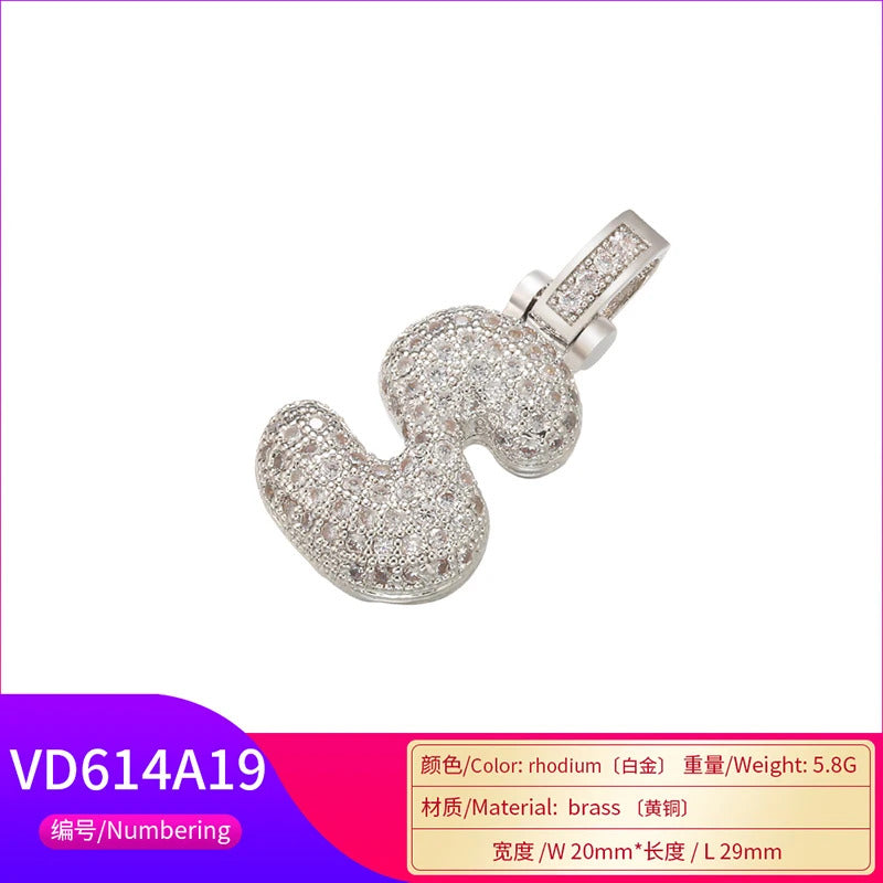 ZHUKOU 20x29mm delicate 26 silver color letter pendant for women handmade DIY necklace earrings jewelry accessories mode: VD614