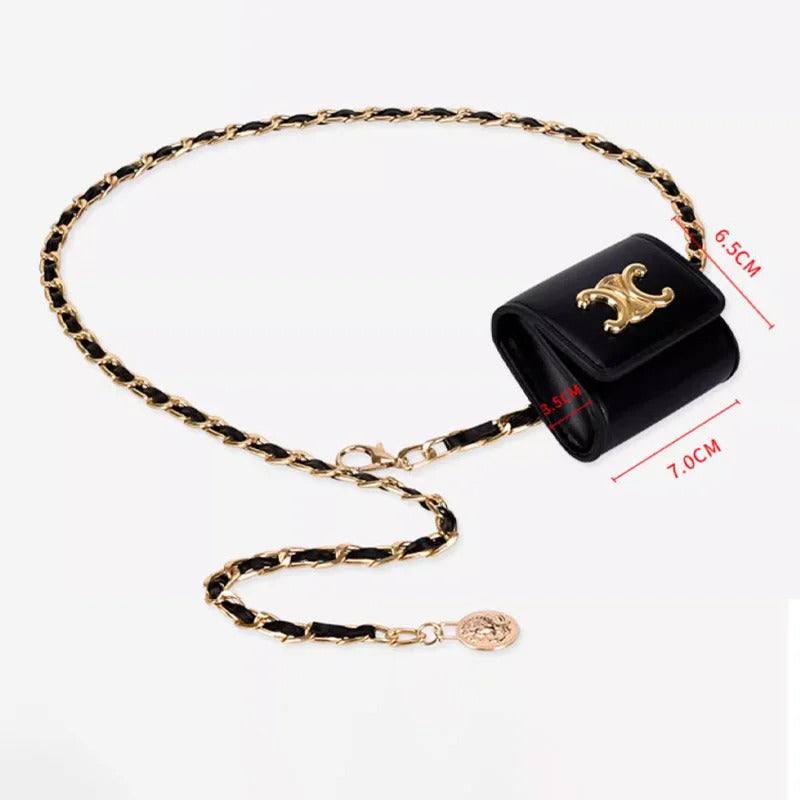 Fashion Mini Waistpack Chain Belt Elegant Belt Bag For Women High-end Luxury Brands Desiner Purses  Jeans Waistband Female celi