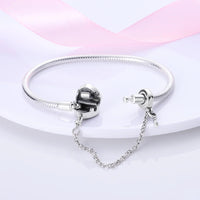 Original Bracelets 925 Silver 17-20CM Heart Safety 3mm Chain Snake Bone Bracelet Fit DIY Charms Bead Birthday Jewelry Gifts