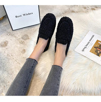 Luxury Sheep Fur Lined Loafers Women Lambswool Shoes Ladies Winter Slip On Furry Flats Cotton Wool Mocasine Femme Barefoot Boots